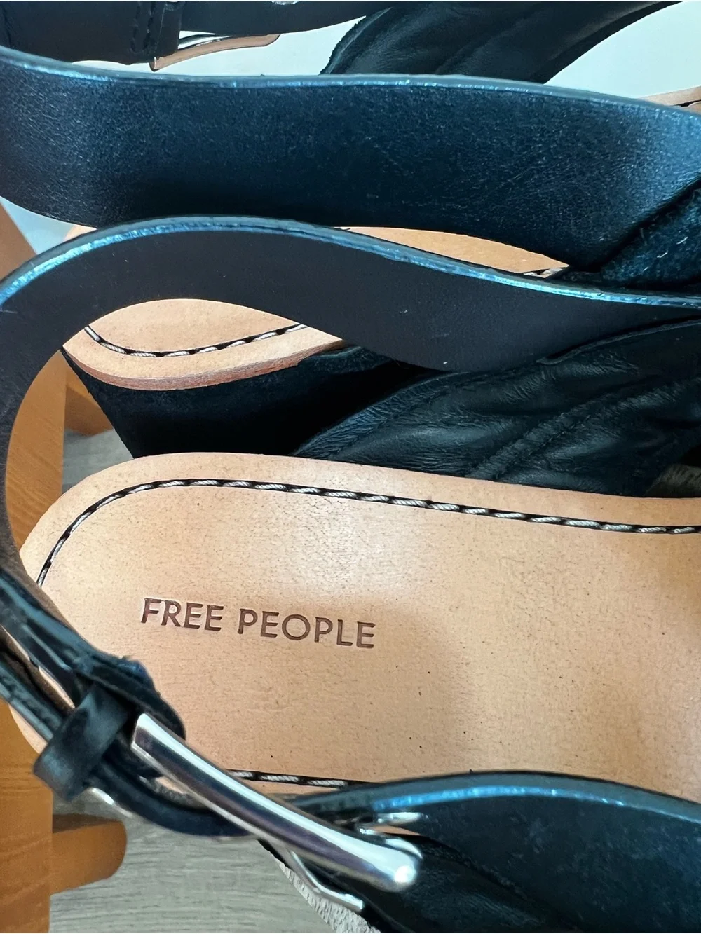 NWOB Free People Beach Black Suede Platform Sandals - Women